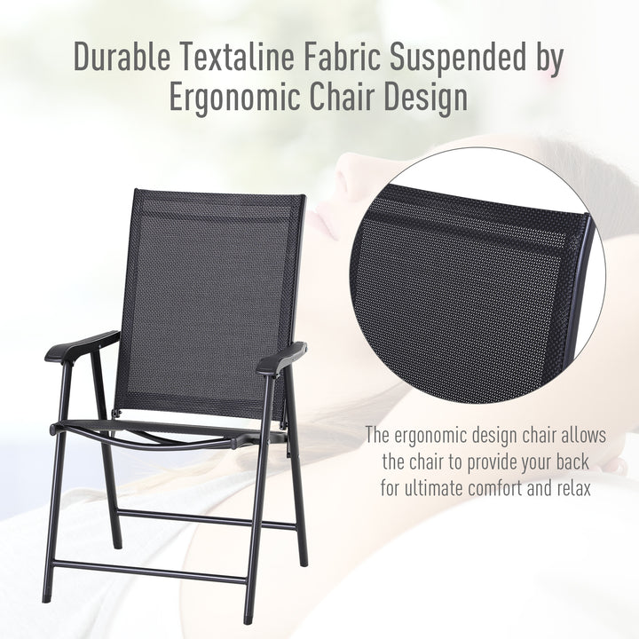 Steel Frame Set of 2 Foldable Outdoor Garden Chairs Black