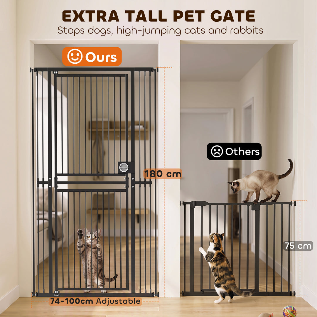 180cm Extra Tall Cat Gate, Adjustable Pet Gate with 74-100 cm Wide - view 4