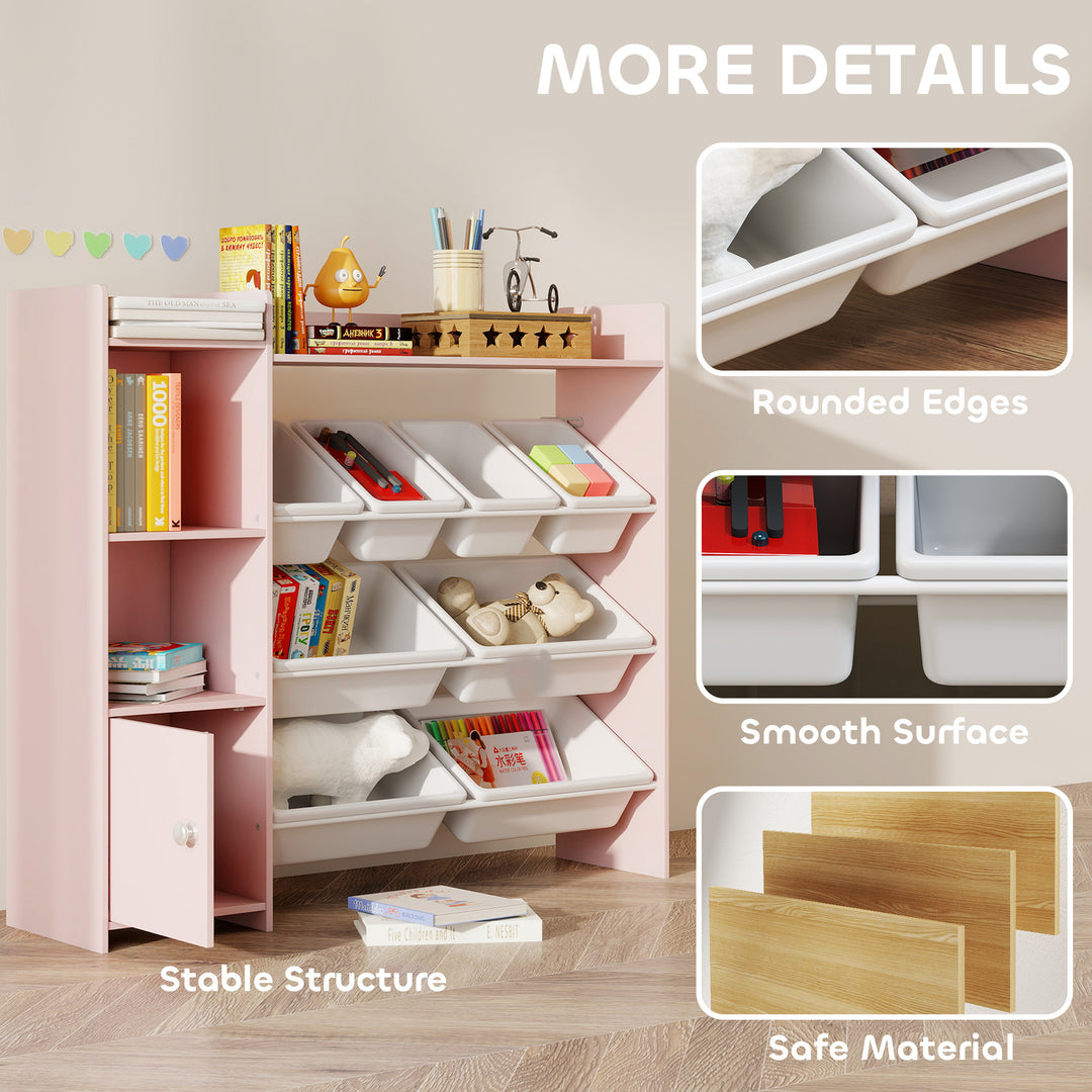 MCL Toy Storage Unit with 8 Removable Bins, Storage Shelves, Cabinet, Pink