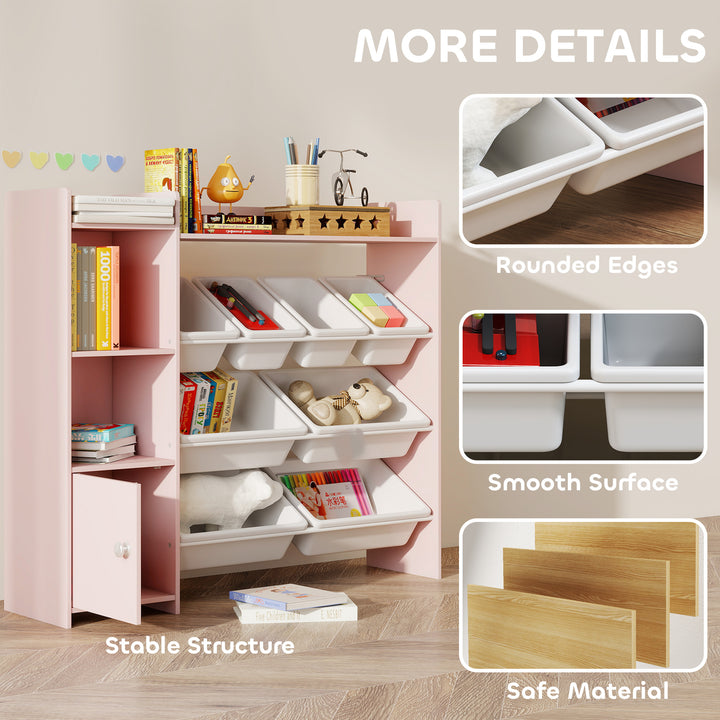 MCL Toy Storage Unit with 8 Removable Bins, Storage Shelves, Cabinet, Pink