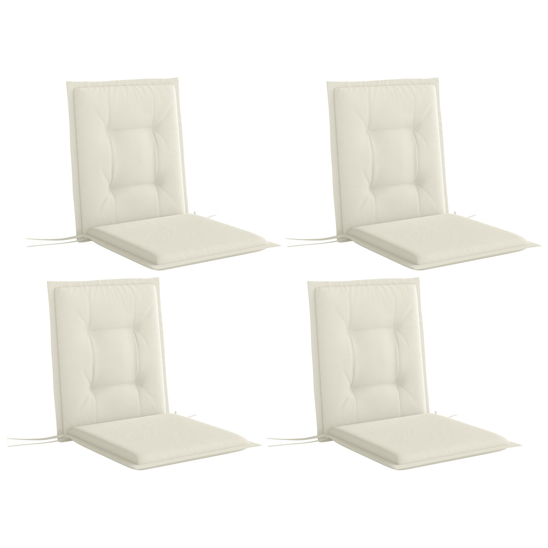 Set of Four Padded Garden Seat Cushions - White