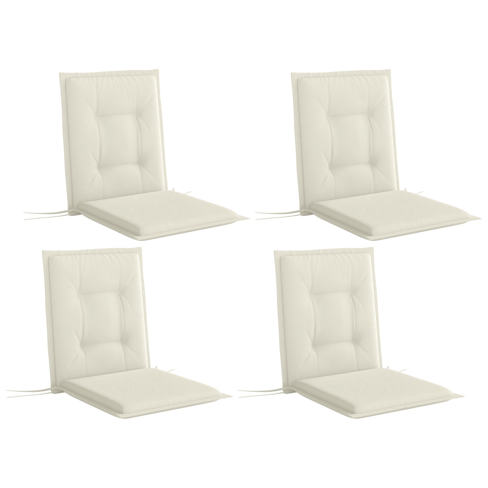 Set of Four Padded Garden Seat Cushions - White