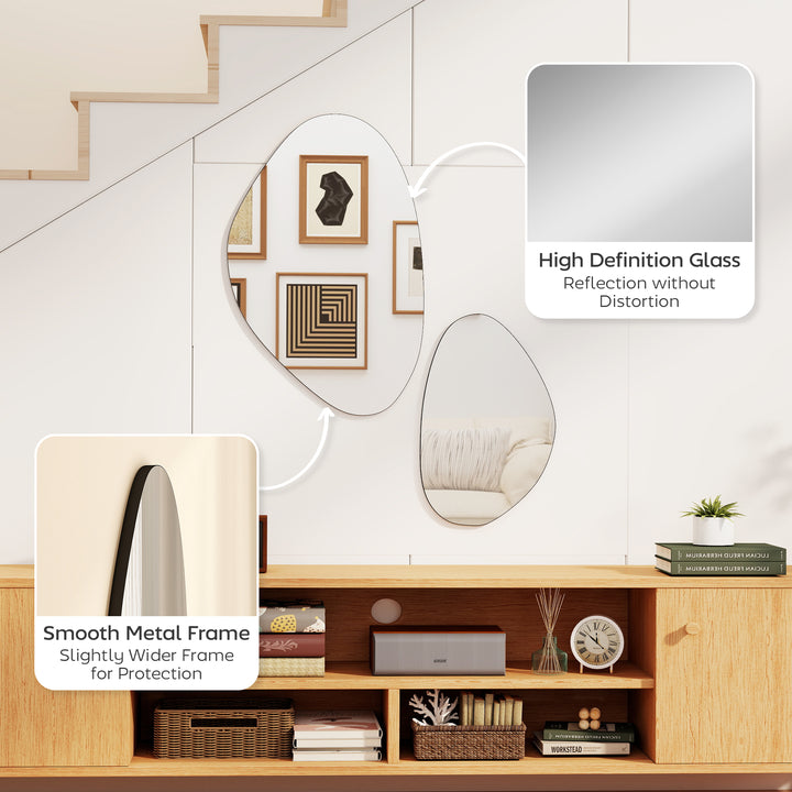 Set of 2 Pebble-Shaped Wall Mirror