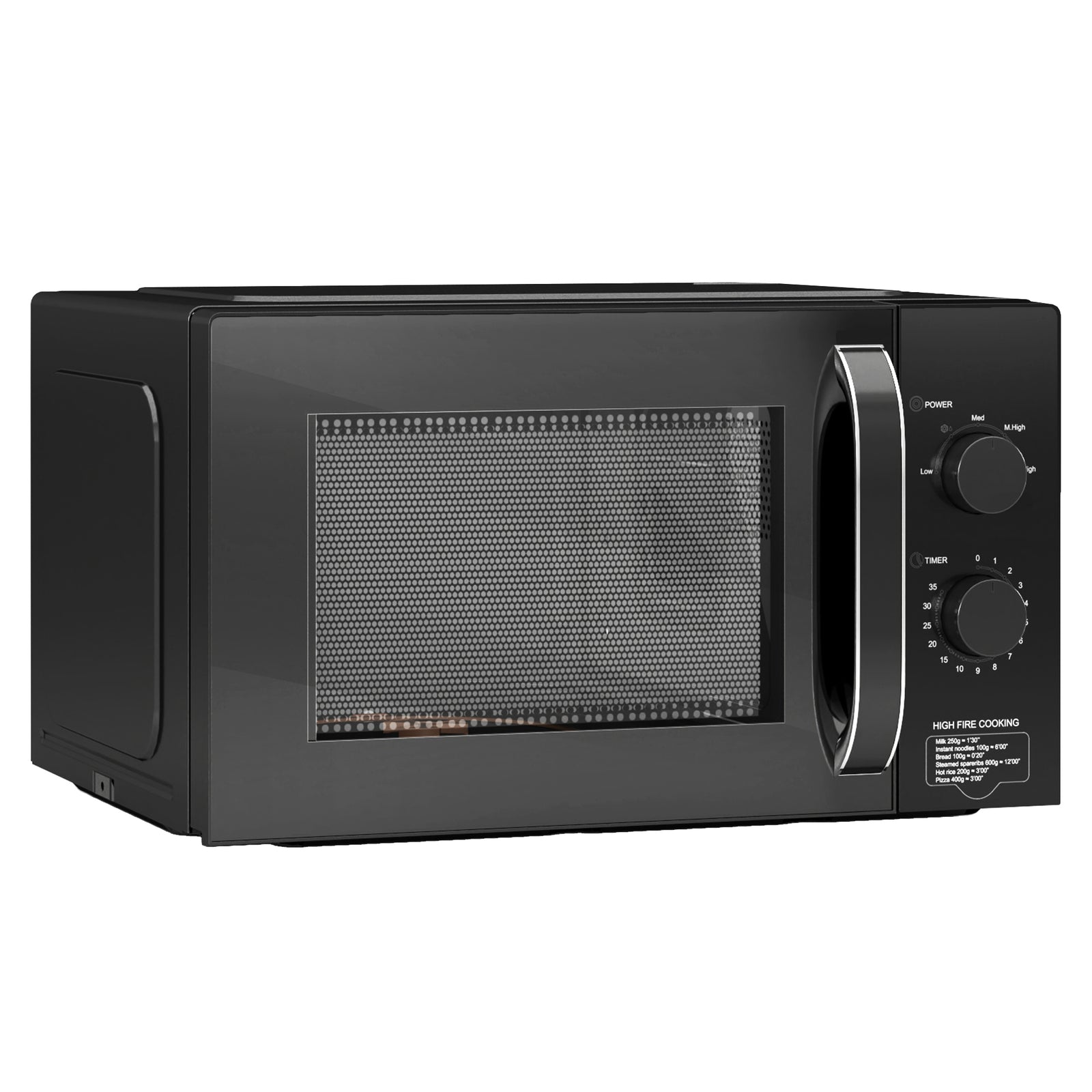 23L 800W Microwave Oven, Solo Manual Microwave with 5 Power Levels, Defrost, 35 Minutes Timer, Clock, Easy Clean, Small Black Microwave