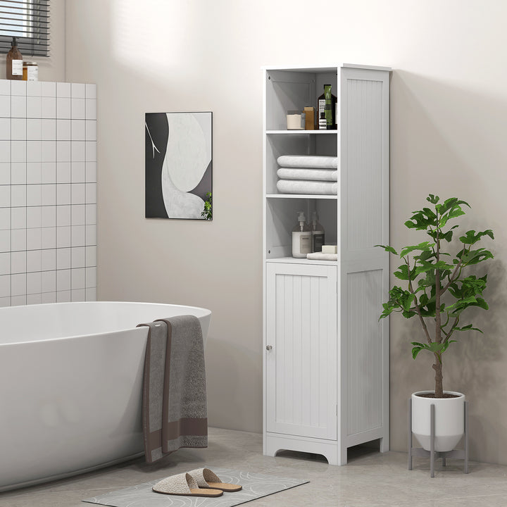 Slim Bathroom Storage Cabinet, Tall Bathroom Cabinet with 3 Open Shelv