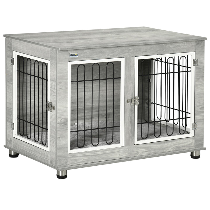 PawHut Dog Crate Furniture Side End Table w/ Soft Washable Cushion, Indoor Dog Kennel with Wire Mesh, Large Top, for Medium and Large Dogs | Aosom UK