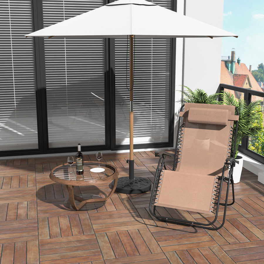 Zero Gravity Chair Metal Frame Texteline Armchair Outdoor Folding and Reclining Sun Lounger with Head Pillow for Patio Decking Gardens Camping, Beige