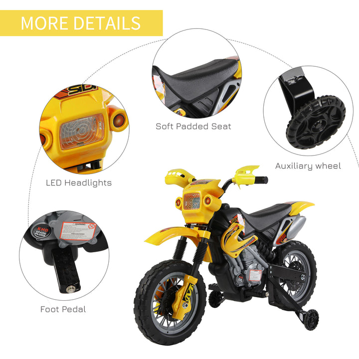 HOMCOM Kids Electric Motorbike Child Ride on Motorcycle 6V Battery Scooter (Yellow)