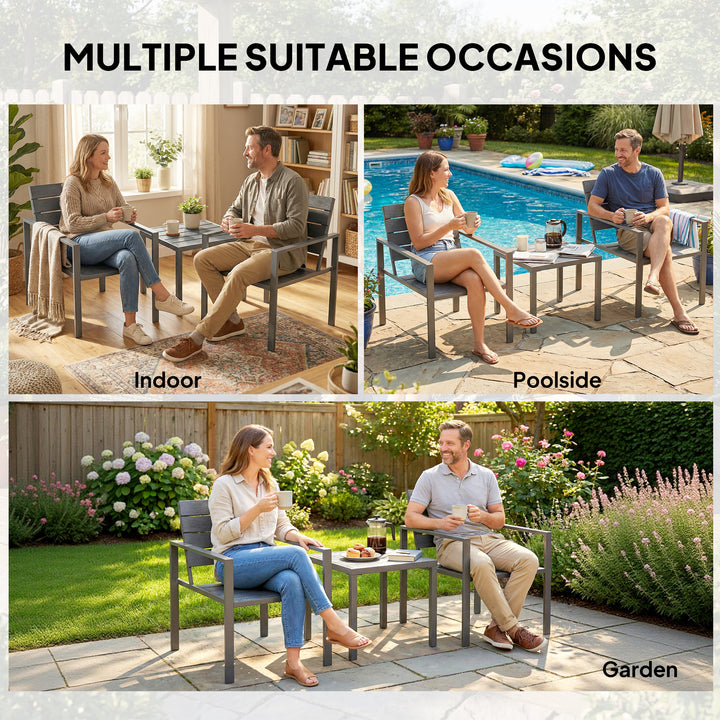 3 Pieces Garden Bistro Set for 2, Outdoor Bistro Table and Chairs with