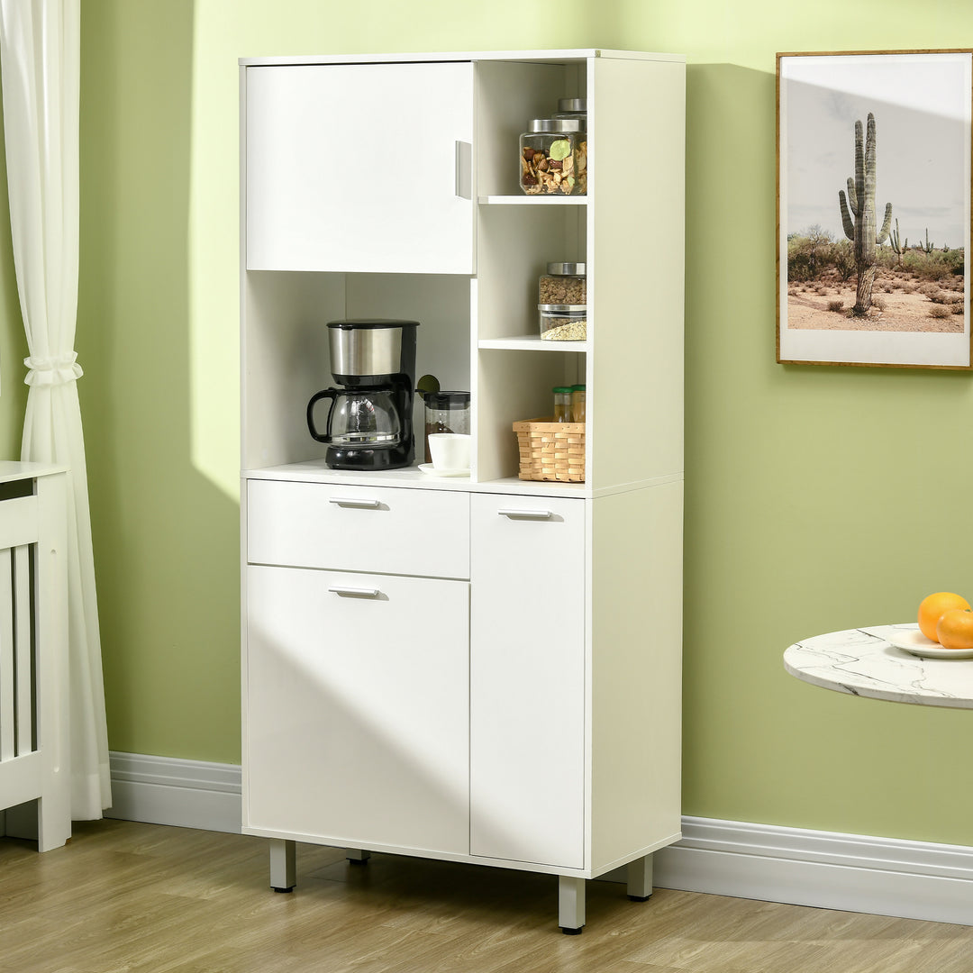 HOMCOM Kitchen Pantry: Freestanding Cabinet with Shelves, Drawer & Modern Design, 166cm, White