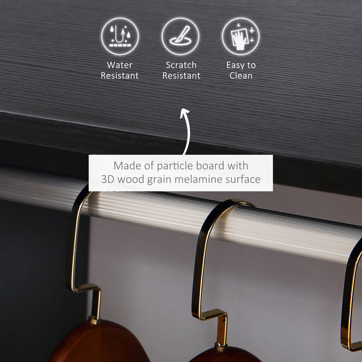 MCL Open Wardrobe on Wheels, Bedroom Wardrobe with Clothes Hanging Rail, 2 Storage Shelves, Mobile Garment Rack for Cloakroom, Hallway, Black