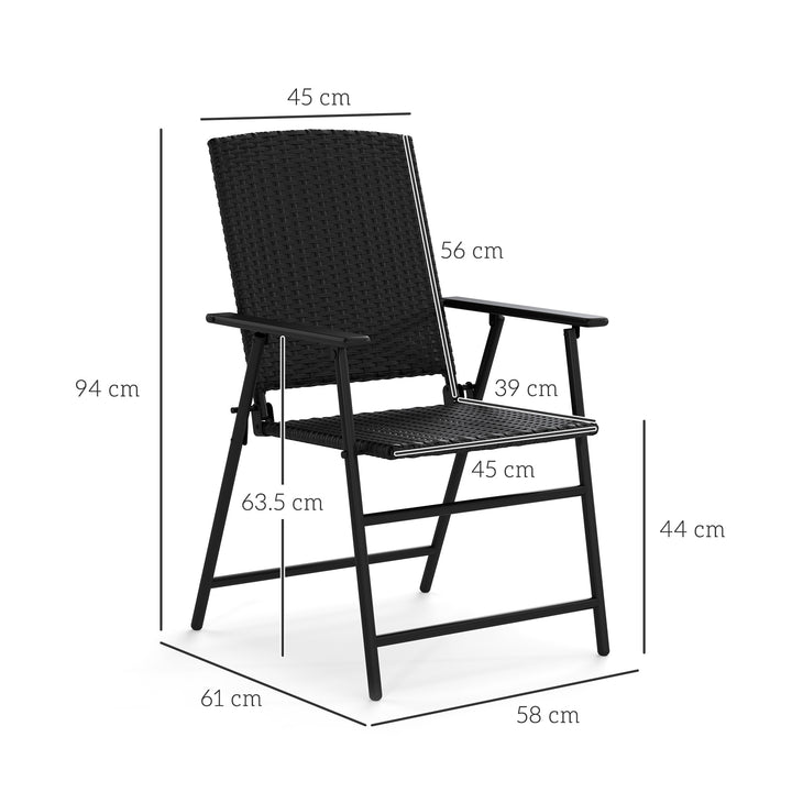 Set of Four Folding Rattan Seat Chairs - Black