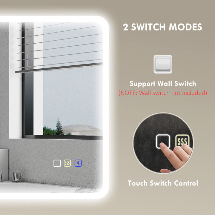 80 x 60cm LED Bathroom Mirror, with Bluetooth - Silver Tone