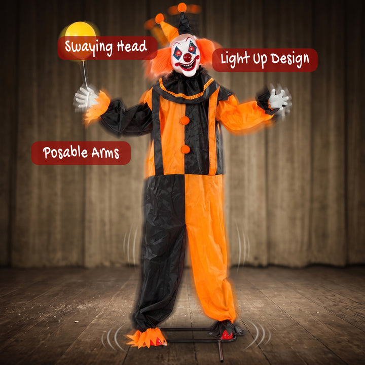 190cm Life Size Animated Clown Halloween Decoration, Scary Halloween A