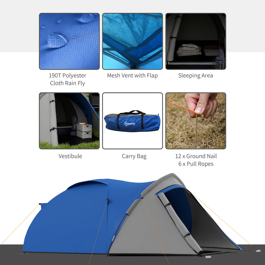 Two-Man Dome Tent, with Front Vestibule - Blue/Grey