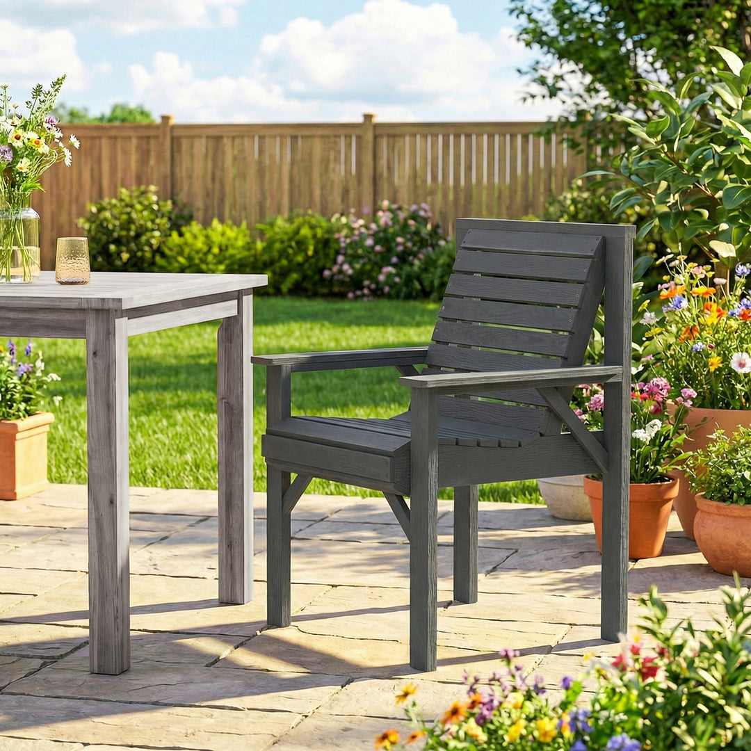 Wooden Garden Dining Chair, Outdoor Chair Garden Armchair with Curved 