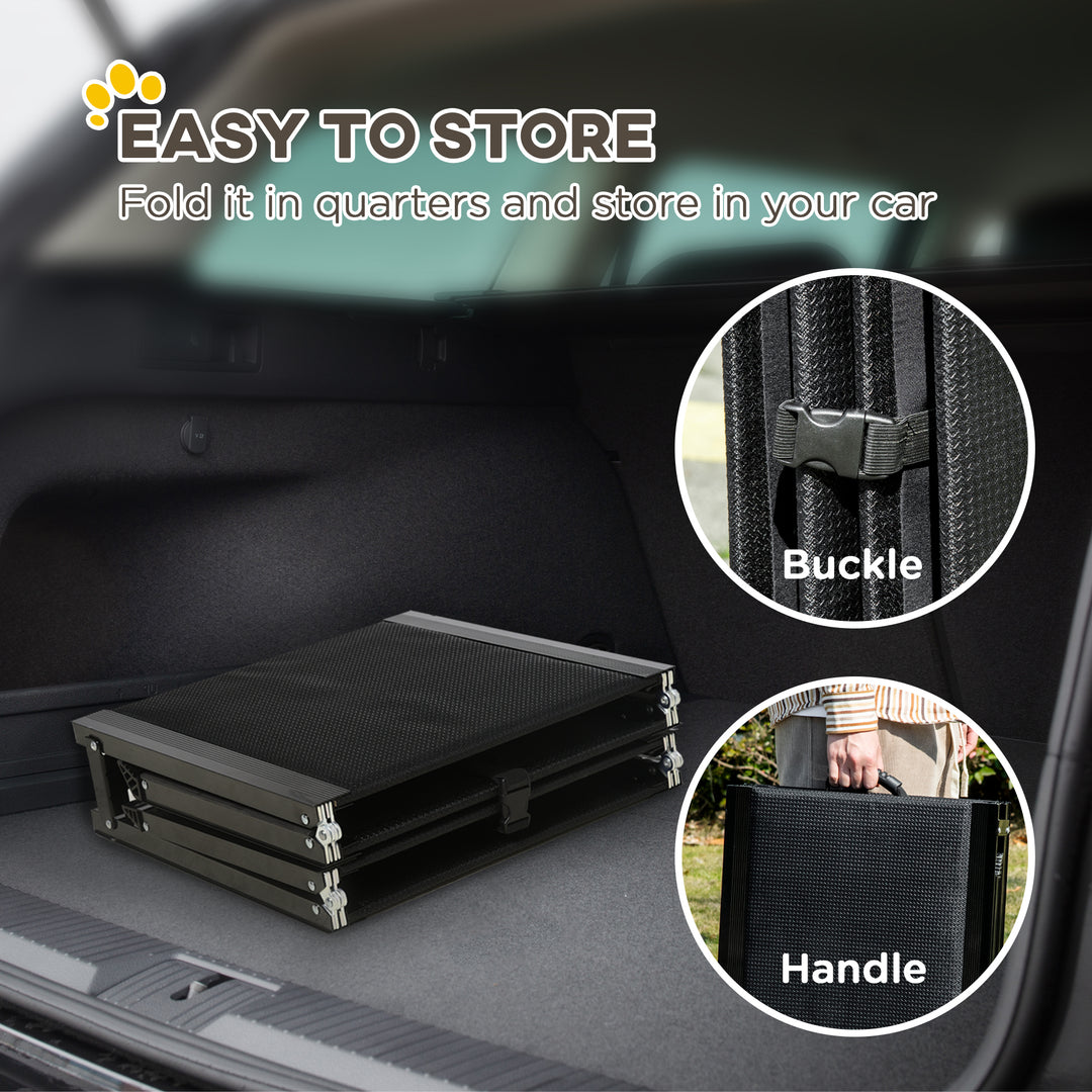 Folding Dog Ramp for Car, Portable Pet Ramp, with Non-Slip Surface, Aluminium Alloy Frame, for XL Dogs