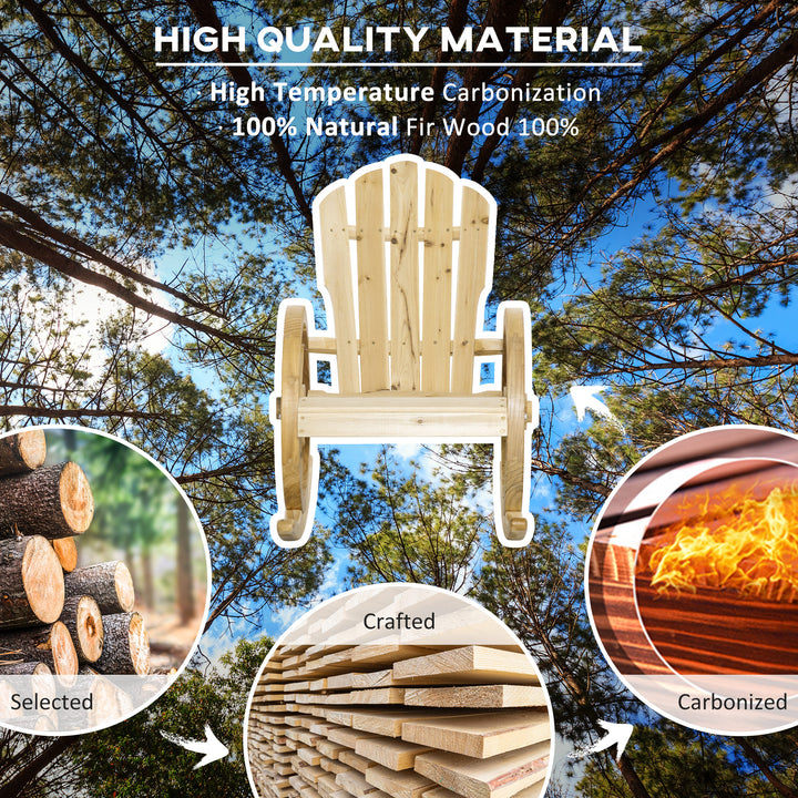 Wooden Adirondack Rocking Chair Reclining Armchair Outdoor Garden Furniture Patio Porch Rocker - Natural