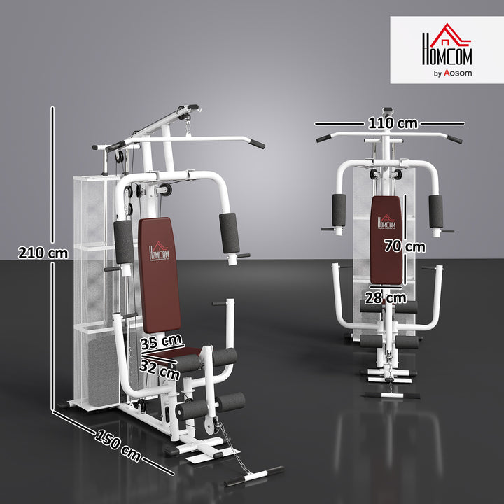 Multifunction Home Gym Weight Training Workout Station Fitness Strength Machine, White