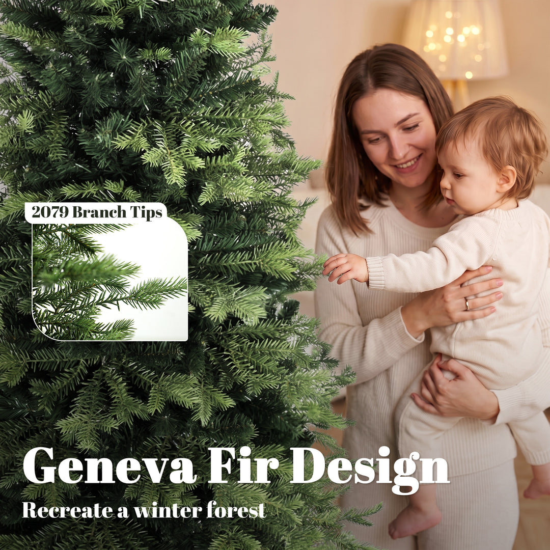 Geneva Fir Hinged Xmas Tree, 7ft/210cm Artificial Christmas Tree with - view 5