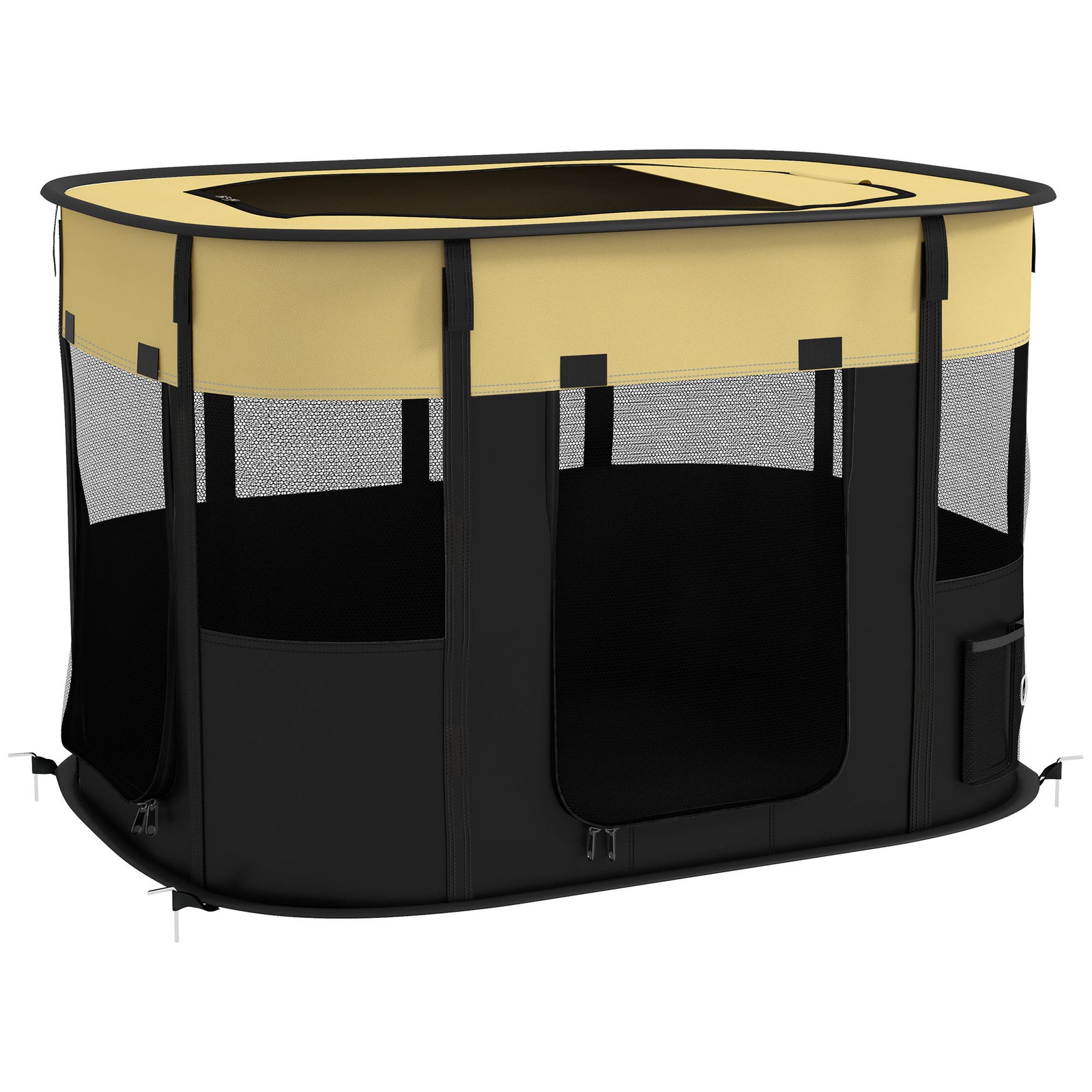 Foldable Dog Pen with Storage Bag for Indoor/Outdoor Use, Portable Pet playpen, with Ground Stakes - Yellow