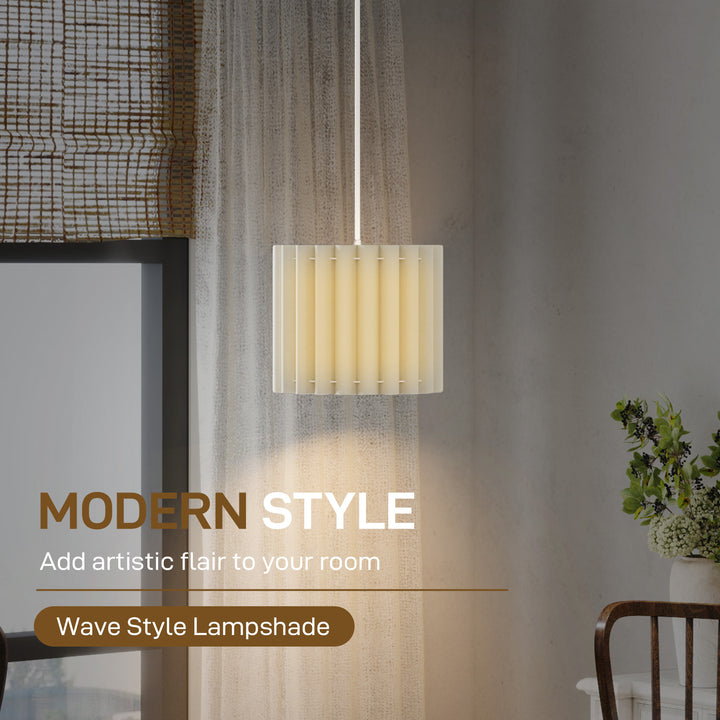 Linen Pendant Light, Modern Wave Ceiling Light Shade, E27 Lampshade for Living Room, Bedroom, Kitchen, Hallway, White