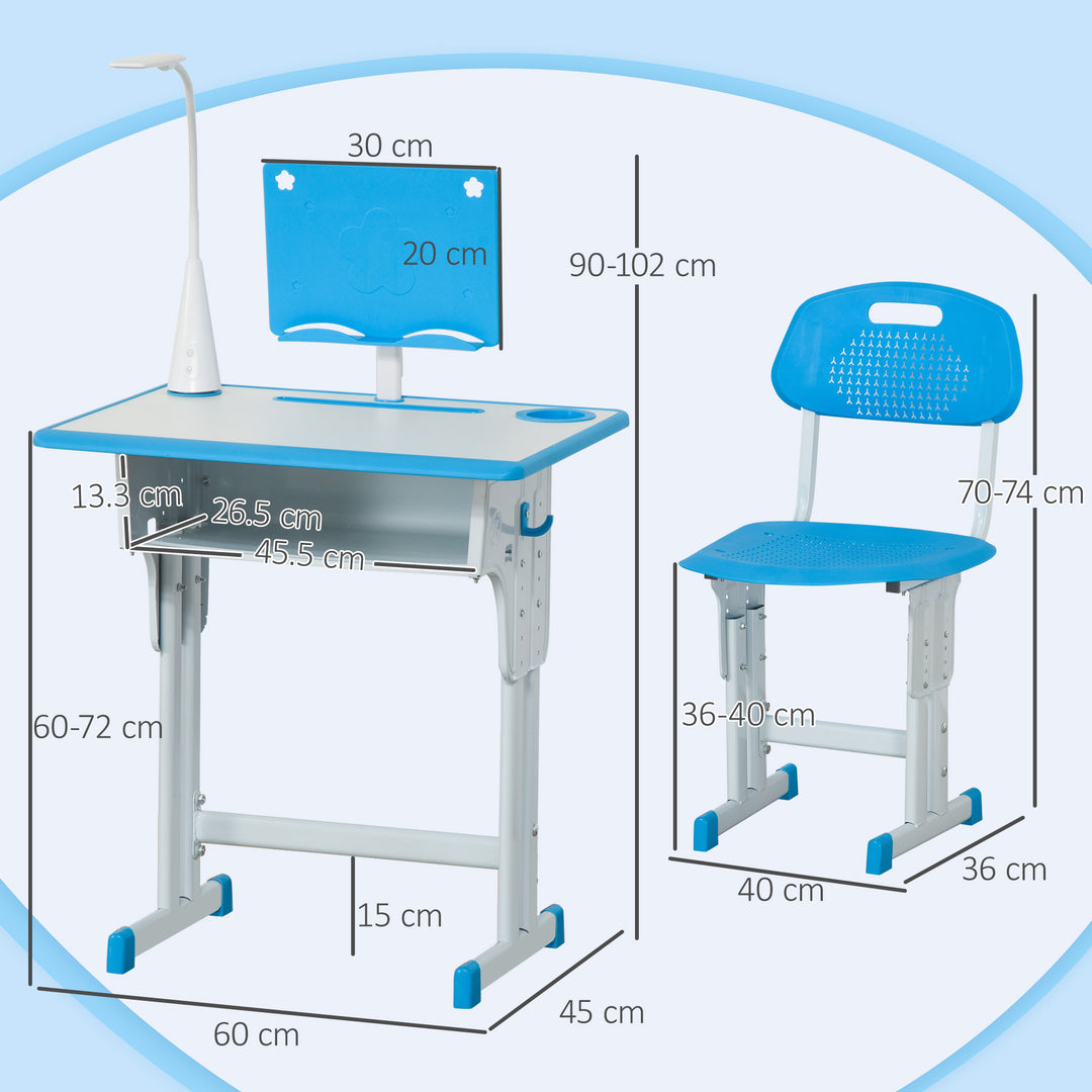 Kids Desk and Chair Set Adjustable Height Study Table Set with Drawer,