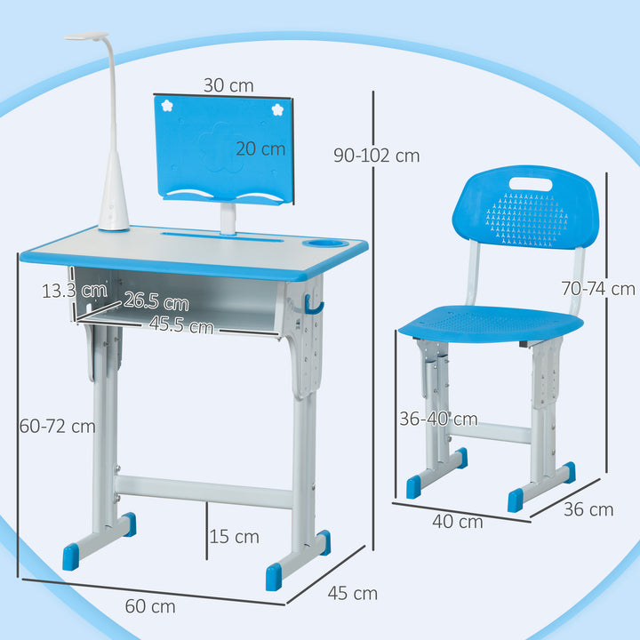 Kids Desk and Chair Set Adjustable Height Study Table Set with Drawer,