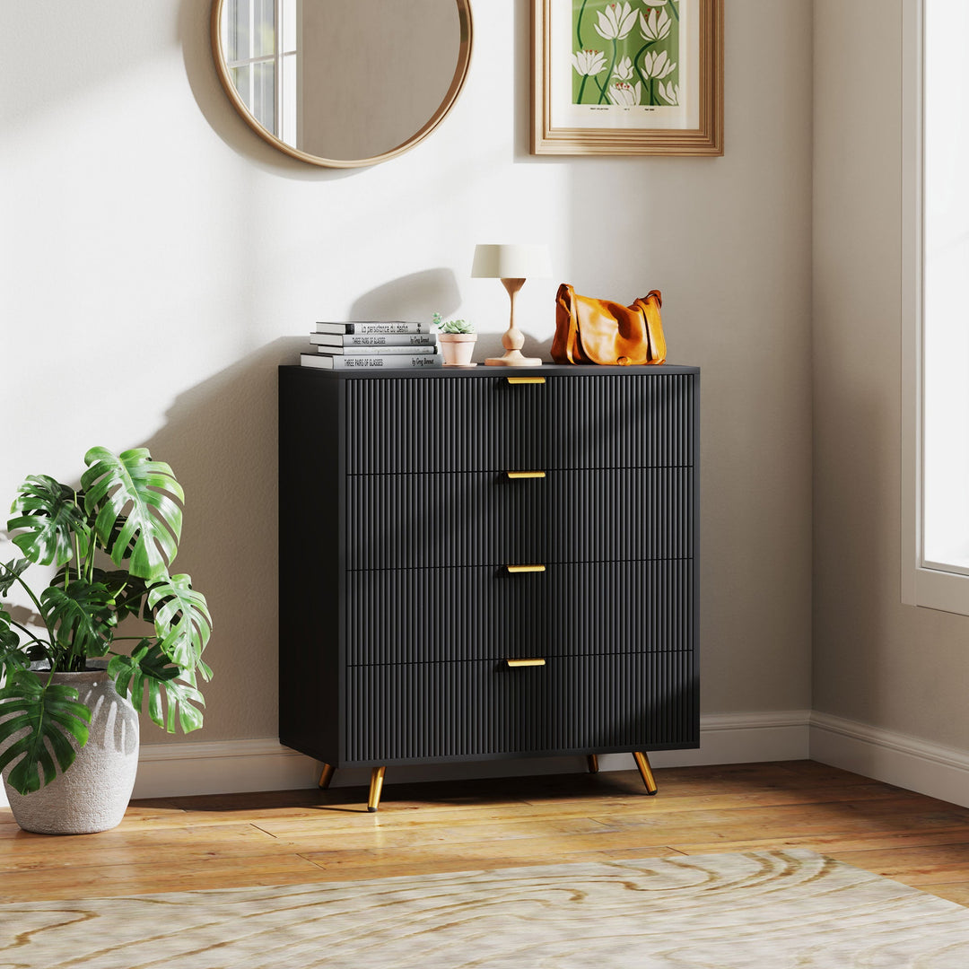 Elegant Four-Drawer Bedside Table