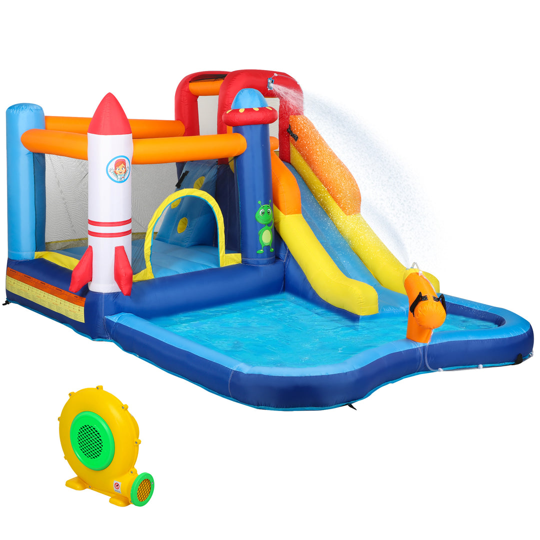 5 in 1 Bouncy Castle for Children with 550W Blower, Water Slide, Splas