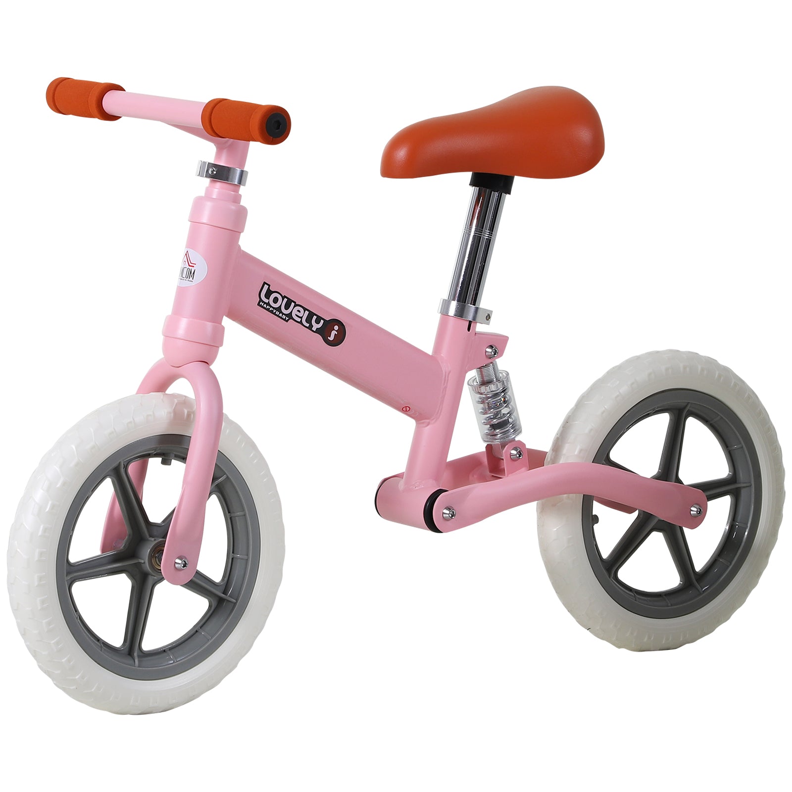 12" Kids Balance Bike No Pedal Bicycle EVA Tire Adjustable Seat Toddler Training Bike W/ Shock Absorber 2 - 5 Years Gift for Boys Girls Pink