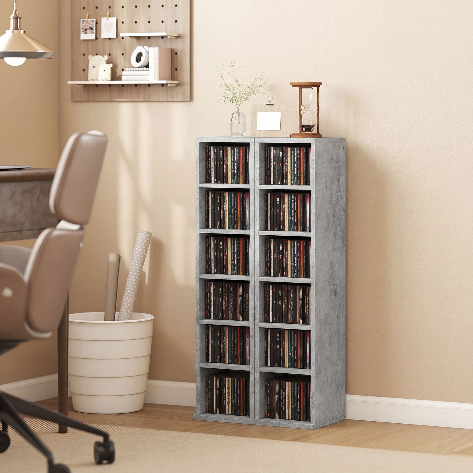 Set of 2 CD Media Display Shelf Unit Tower Rack with Adjustable Shelve
