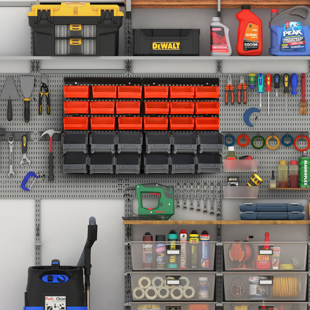 30 Cubbie On-Wall Storage Board Tool Screw Organiser Garage Workshop DIY Container w/ Screw Kit Tool Equipment Tidy