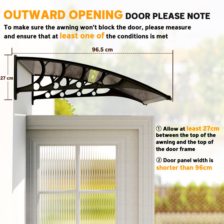 Front Door Canopy, Outdoor Awning, Rain Shelter for Window, Porch and Front/Back Door, Black 103 x 96.5 cm