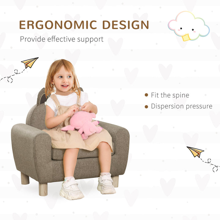 HOMCOM Kids Sofa Toddler Chair Children Armchair for Preschool Bedroom Playroom with Ear Modeling Wood Brown | Aosom UK