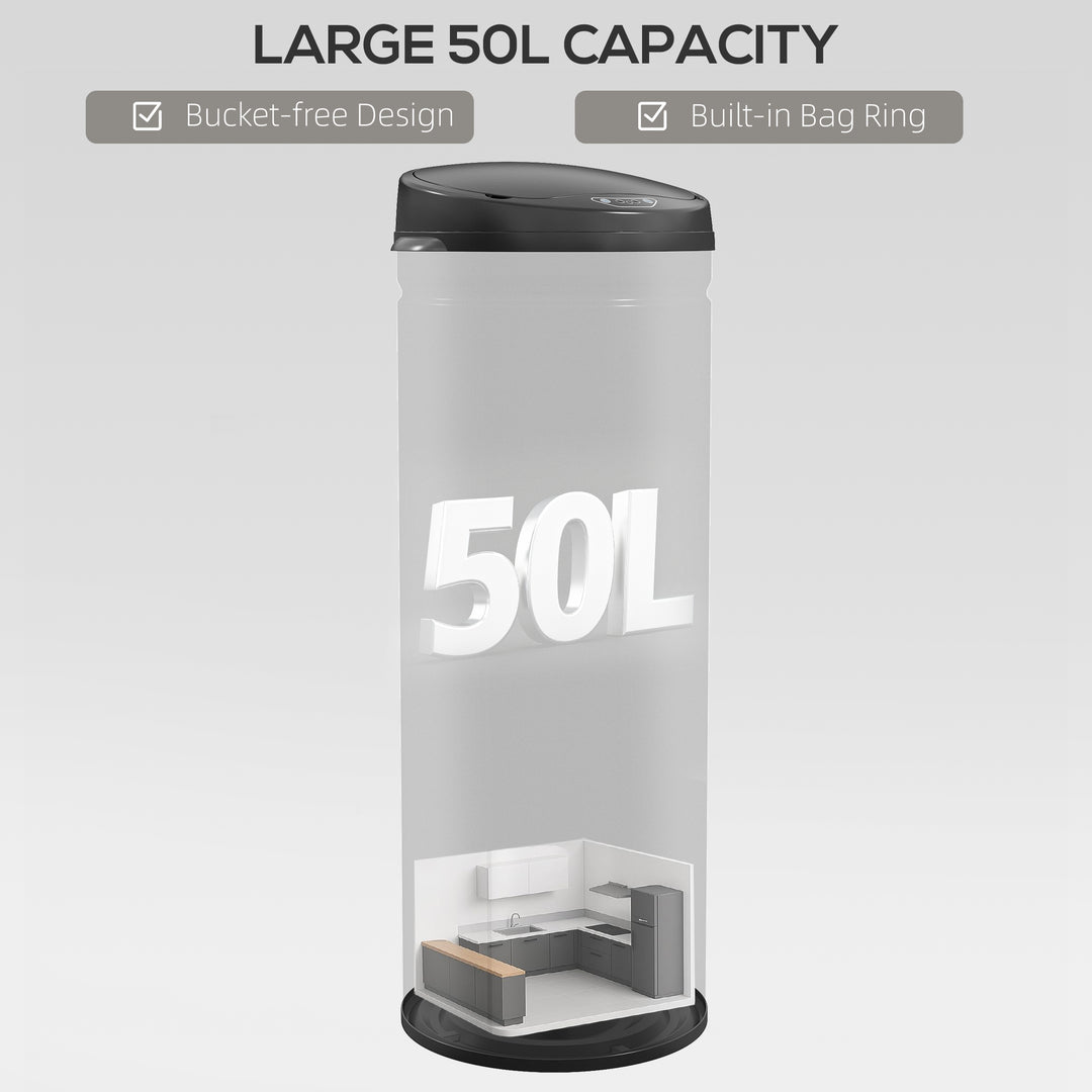 50L Stainless Steel Sensor Bin - Black