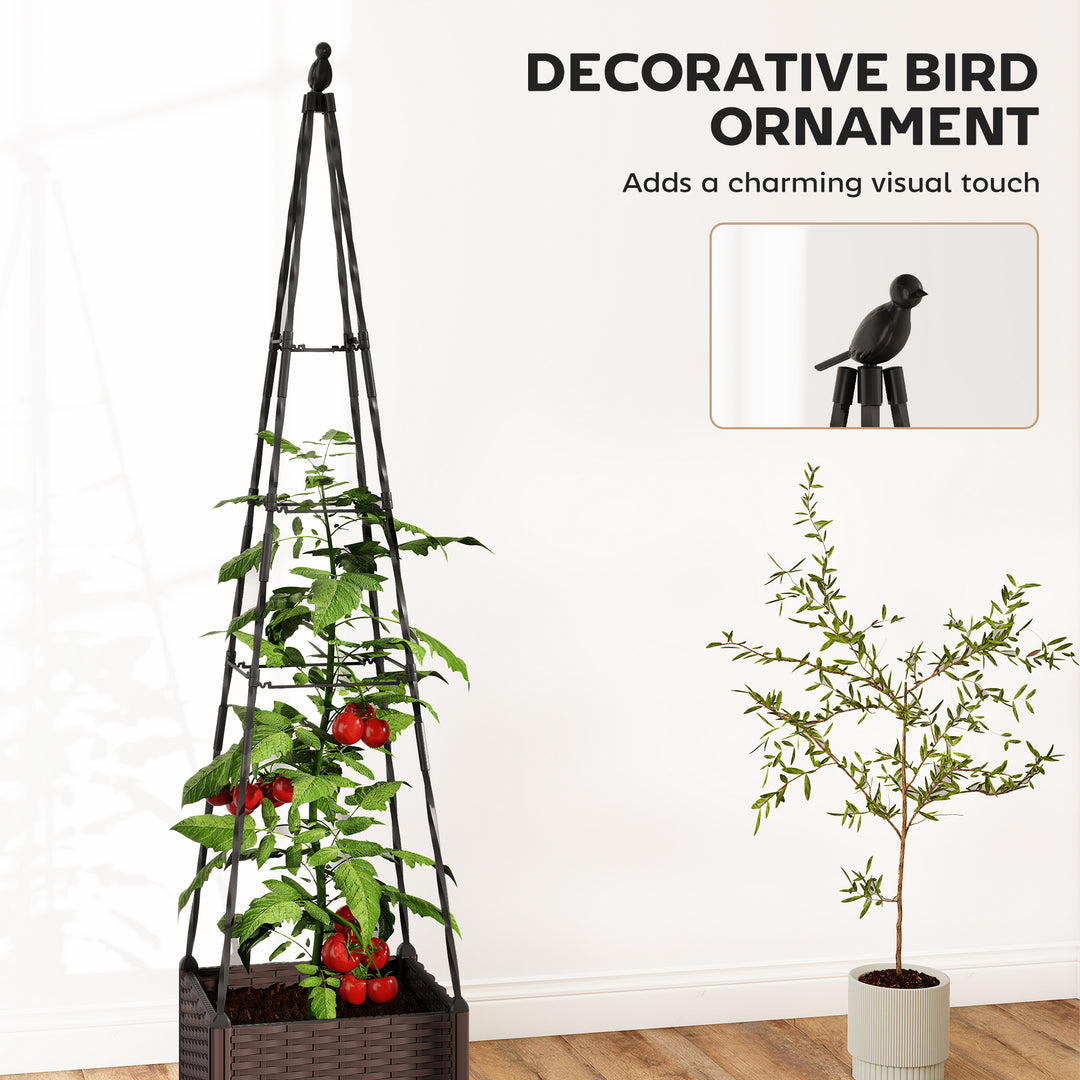 Raised Bed for Garden, Raised Garden Bed Planter Box with Trellis, Self Watering, Drainage Holes and Plugs