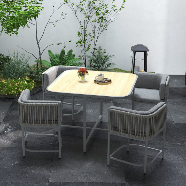 Outsunny 5 Pieces PE Rattan Dining Sets with Cushions, Space