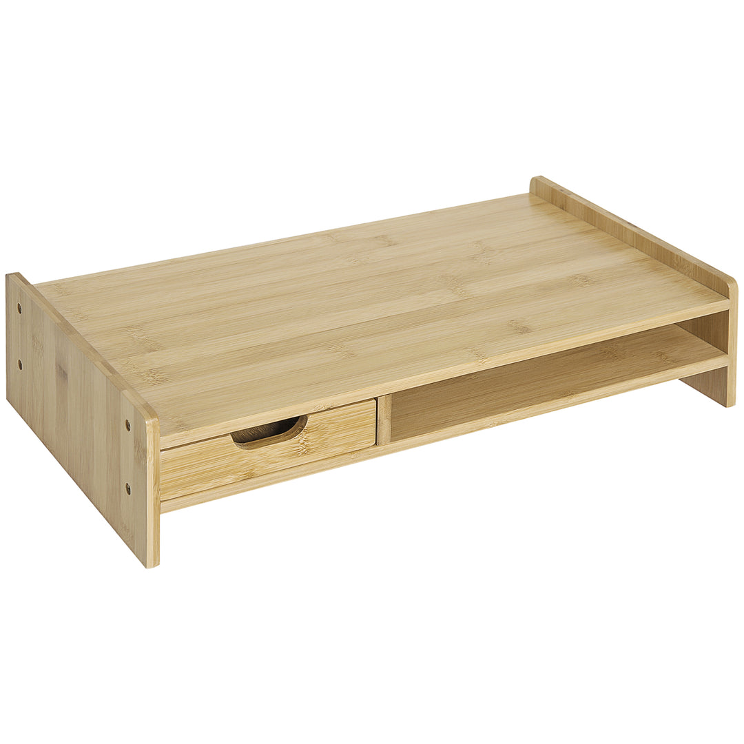 Monitor Riser Laptop PC Plinth Stand TV Computer Desktop Organiser W/ Drawer Bamboo