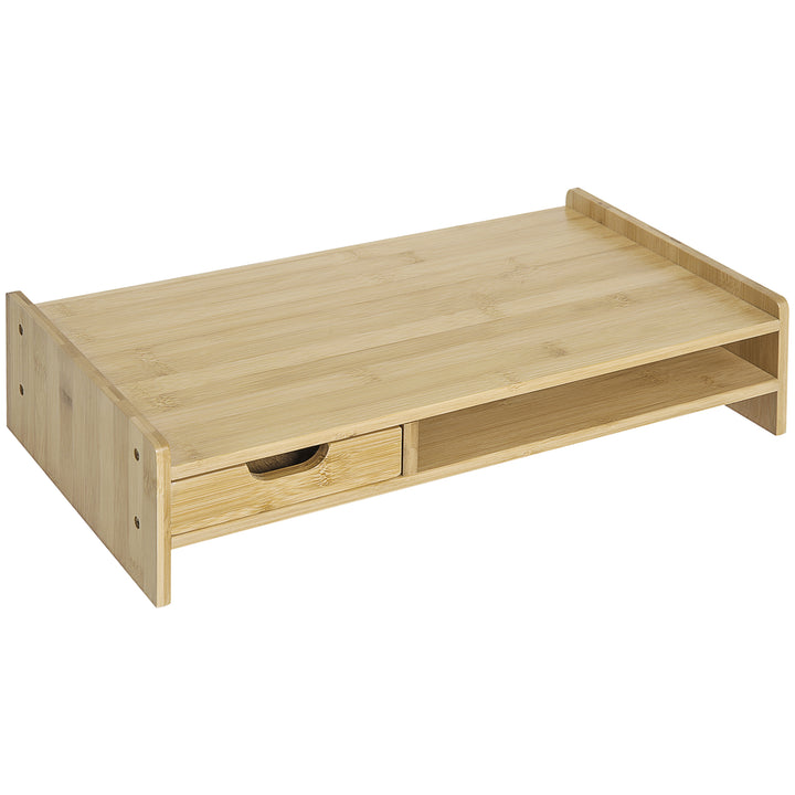 Monitor Riser Laptop PC Plinth Stand TV Computer Desktop Organiser W/ Drawer Bamboo