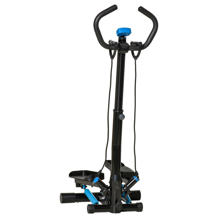 HOMCOM Adjustable Twist Stepper Fitness Step Machine, LCD Screen, Height-Adjust Handlebars, Home Gym, Black and Blue