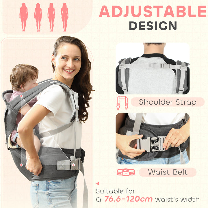 AIYAPLAY 6 in 1 Baby Carrier Newborn to Toddler with Removable Seat for 0-36 Months, Up to 15kg, Grey | Aosom UK