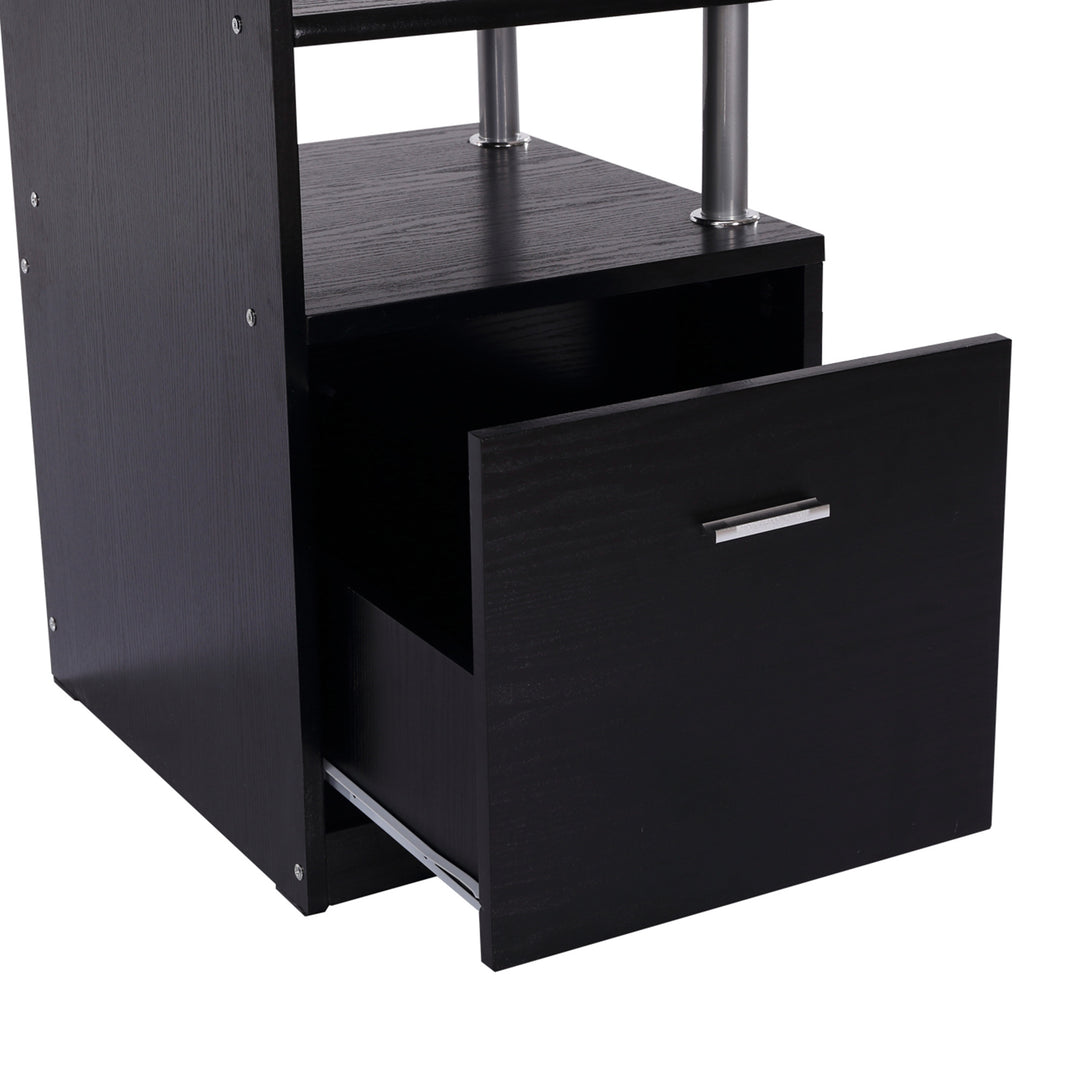 Computer Desk PC Workstation with Drawer Shelves CPU Storage Rack Home Office Furniture 152 x 60 x 88cm (BLACK)