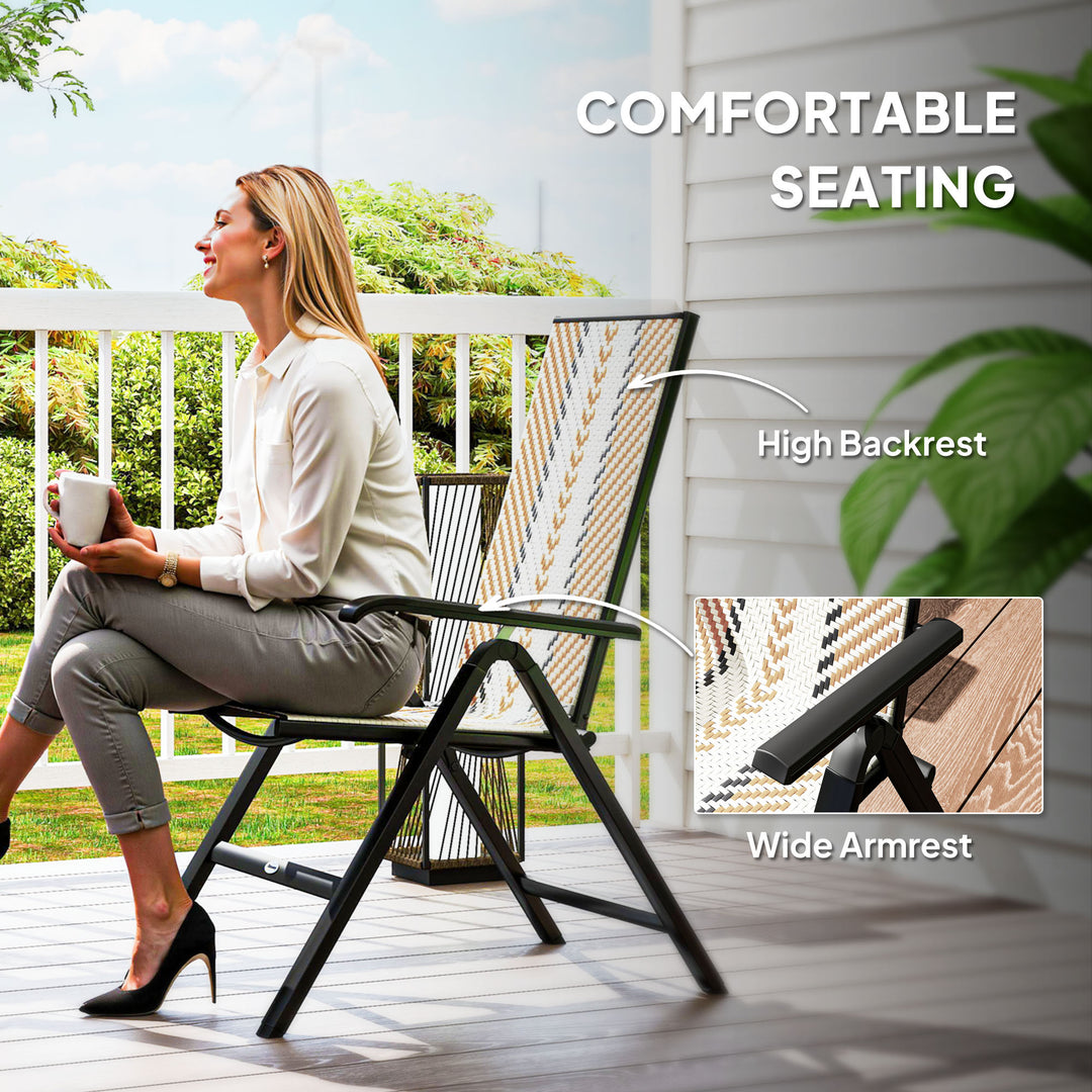 Rattan Reclining Garden Chairs - Orange