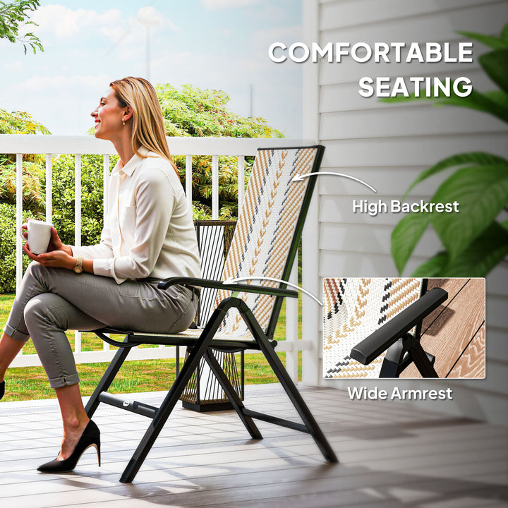 Rattan Reclining Garden Chairs - Orange
