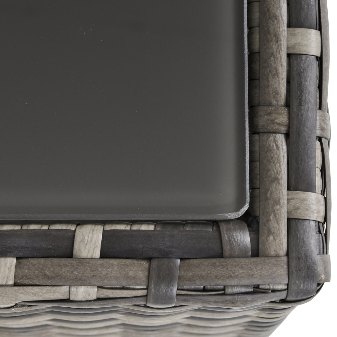 MCL Square PE Wicker Rattan Table with Glass Top - Dark Grey