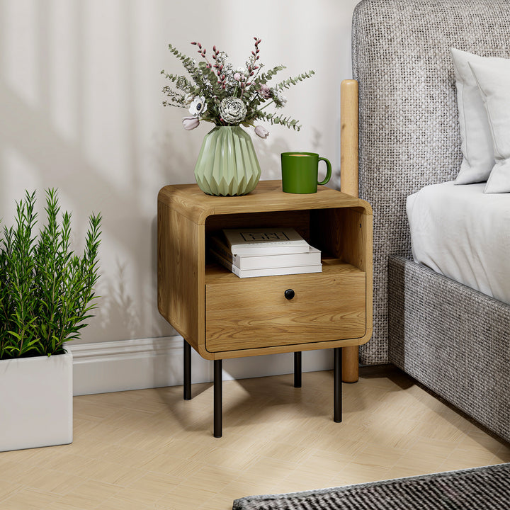 MCL Bedside Table with Drawer and Open Shelf - Oak