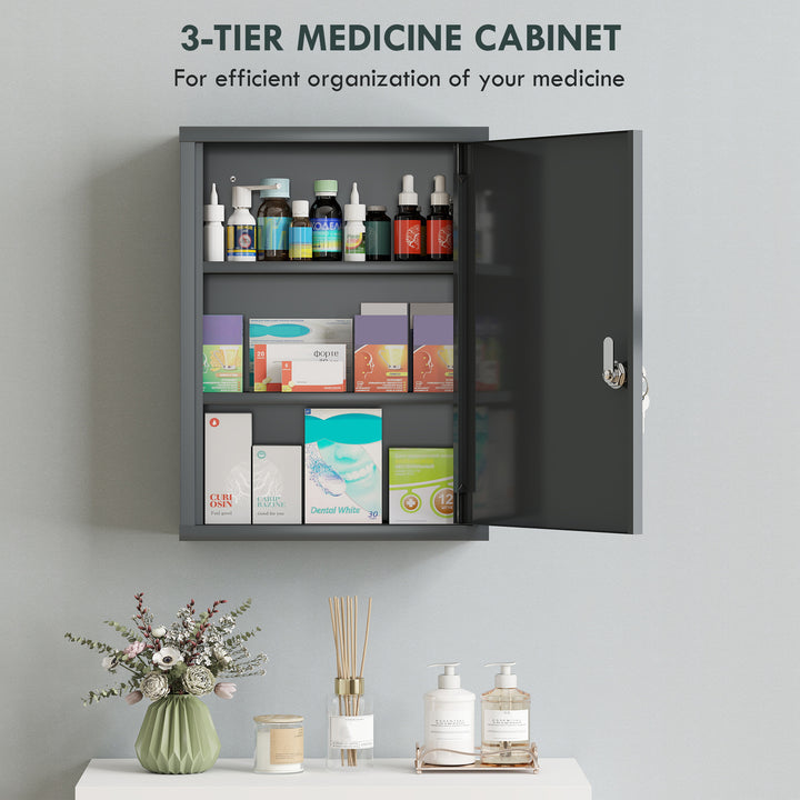 Locking Medicine Cabinet, First Aid Cabinet with Storage Shelves - view 5