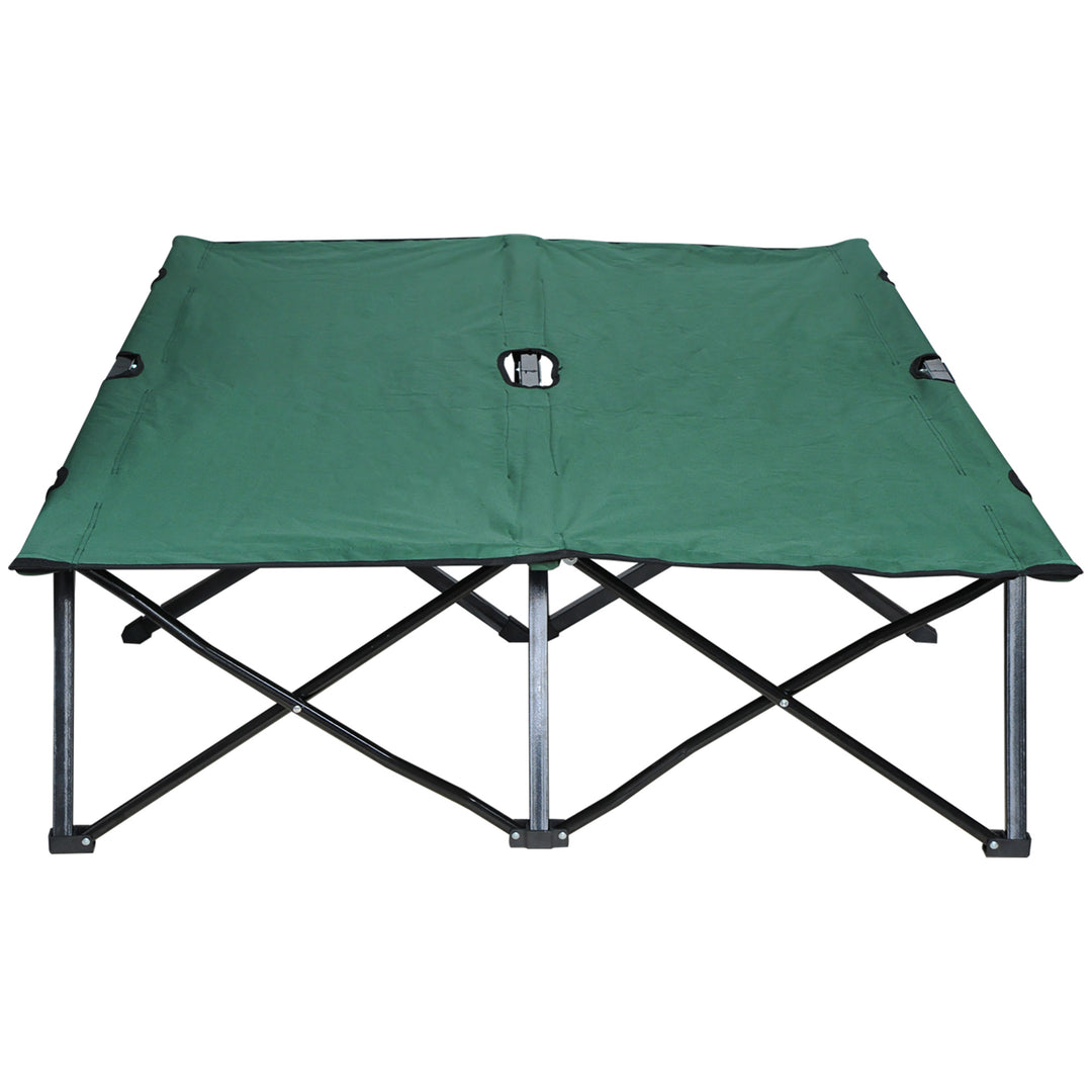 Double Camping Cot Bed, with Bag - Green