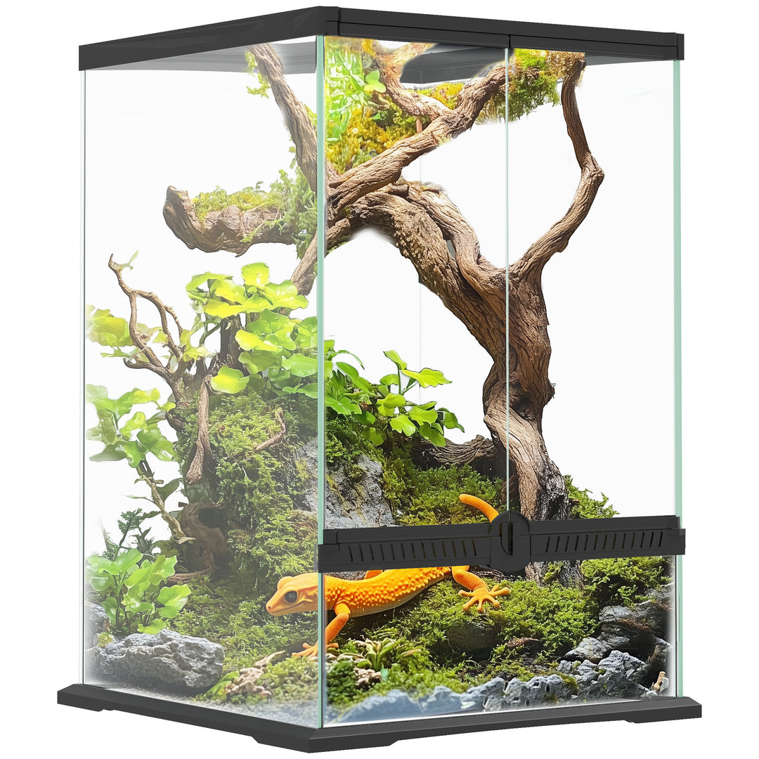 40L Vivarium for Lizards, Frogs, Snakes, Turtles, Tortoises w/ Anti-Escape Design, Ventilation